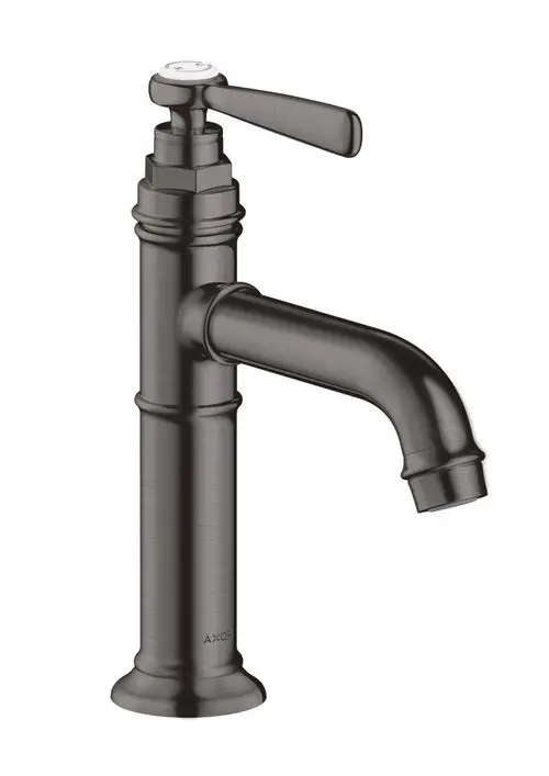Einhebel-Waschtischmischer in Brushed Black Chrome mit Hebelgriff und Ablaufgarnitur. Design von AXOR, gefertigt aus robustem Material für den Badezimmerbereich.